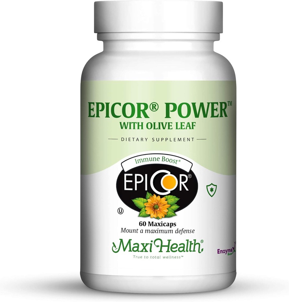 Epicor Power by Maxi Health: EpiCor avec extrait de feuille d'olive - Levure de bière transformée - 60 capsules végétariennes - Kosher