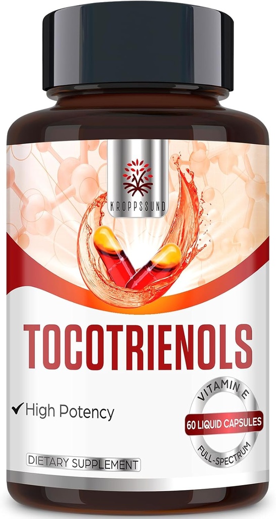 Kroppssund Tocotriénol Supplément plein spectre, Tocotriénol Vitamine E-Tocotriénols 800mg - 60 Capsules liquides
