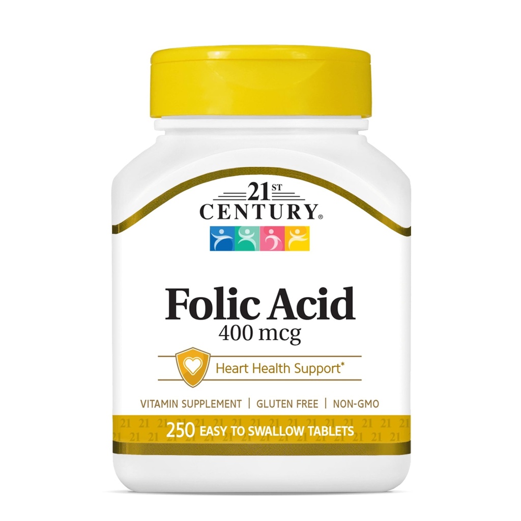 Acide folique du 21ème siècle 400 mcg Comprimés, 250 Nombre