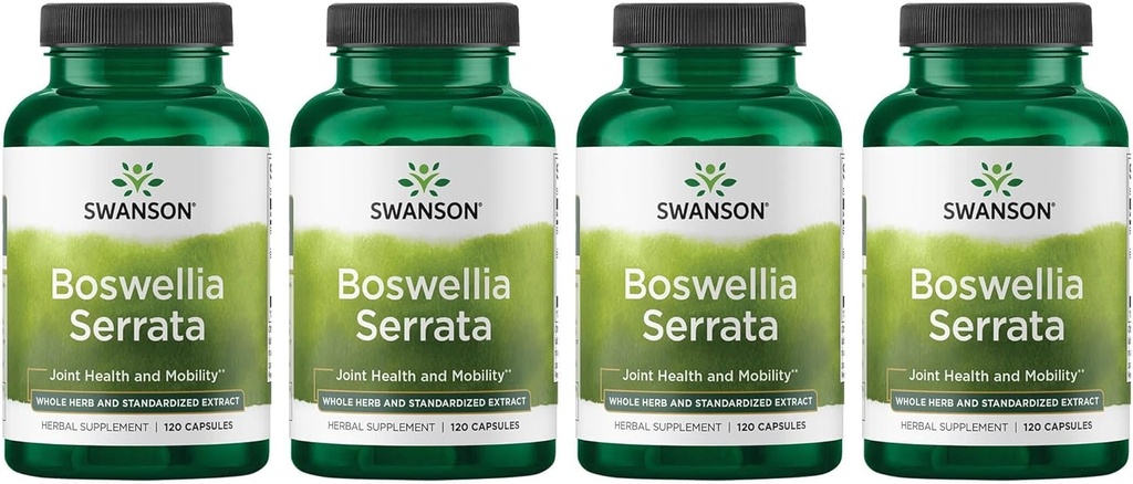 Swanson Boswellia Serrata - Herbe entière et extrait normalisé 120 capsules (4 pack)