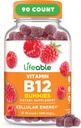 Vitamine vivante B12 Gommies pour les adultes $ 1000 mcg $ Grande dégustation B12 Vitamines $ Non-OGM, Végétalien B12 $ pour l'énergie et le métabolisme $ 90 Gommies