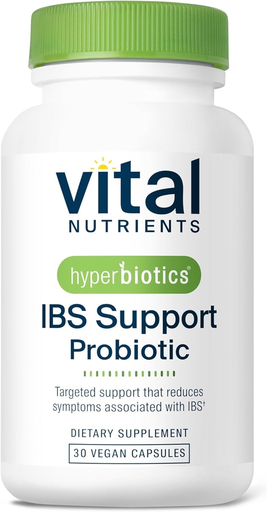 Hyperbiotics Vital Nutrients IBS Probiotic | Reduce Symptoms of IBS* | Clinically Studied Vegan probiotic for IBS Relief from Bloating, Gas, Diarrhea, & Abdominal Discomfort* | 30 Capsules