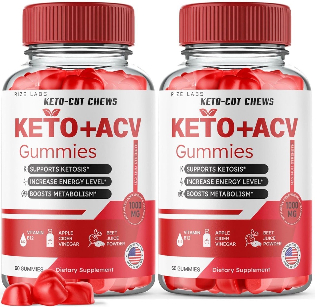 (2 packs) Keto-Cut Chews ACV Gummies - Keto-Cut Chews Premium Keto ACV pour la perte de poids avancée, Keto + ACV Gummy, Keto Cut Chews Supplément de force maximale, KetoCut Chews Avis (120 Gummies)