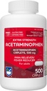 Rite Aid Extra Strength Acétaminophène, 500mg - 500 Caplets , Réducteur de douleur et de fièvre pour les migraines, la douleur articulaire, la douleur musculaire ou dorsale et la douleur menstruelle