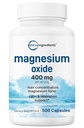 Oxyde de magnésium 400mg, 500 Capsules.Forme élémentaire pour la concentration maximale.