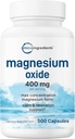 Oxyde de magnésium 400mg, 500 Capsules.Forme élémentaire pour la concentration maximale.