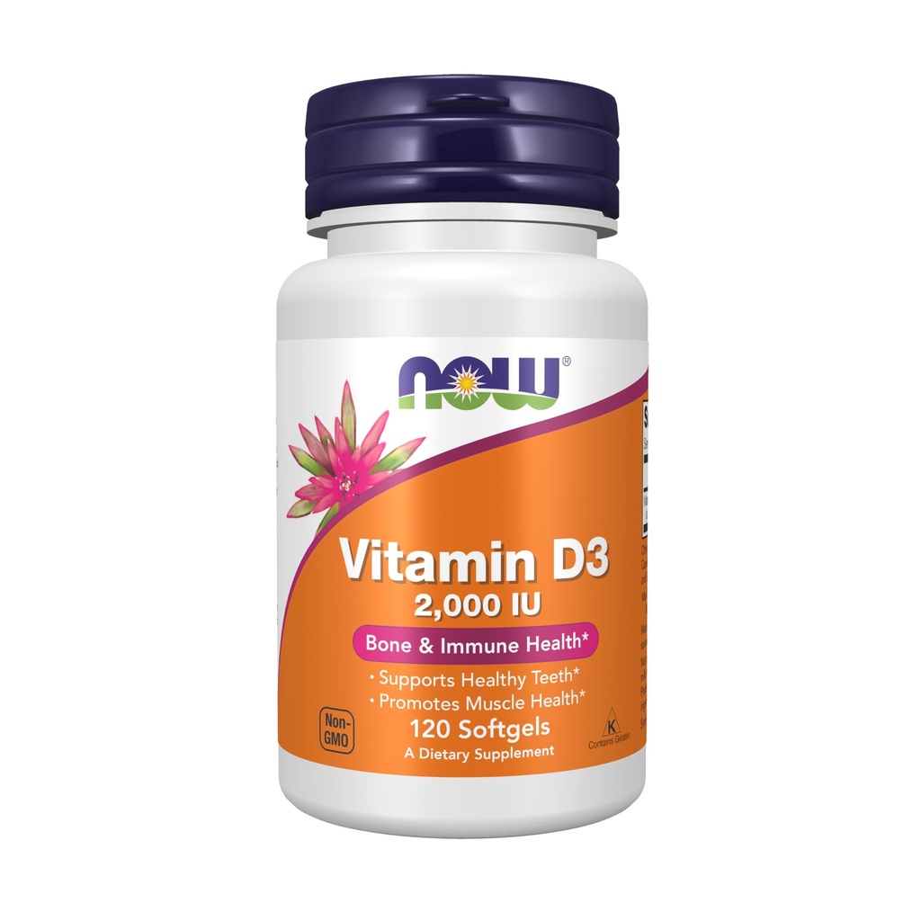 MAINTENANT compléments alimentaires, vitamine D-3 2 000 UI, haute puissance, soutien structurel*, 120 softgels