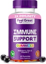 Sentez-vous Grande Immunity Support Gummies avec Elderberry, Zinc et Vitamine C.Sambucus Supplément Nigra.