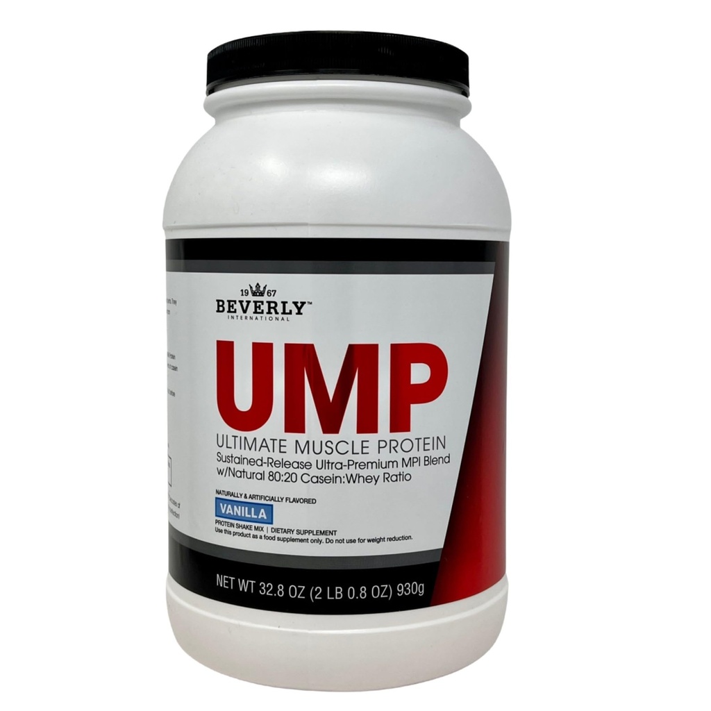 Beverly International poudre de protéines UMP, Vanille. Unique Whey-Casein Ratio construit Lean Muscle. Facile à digérer.