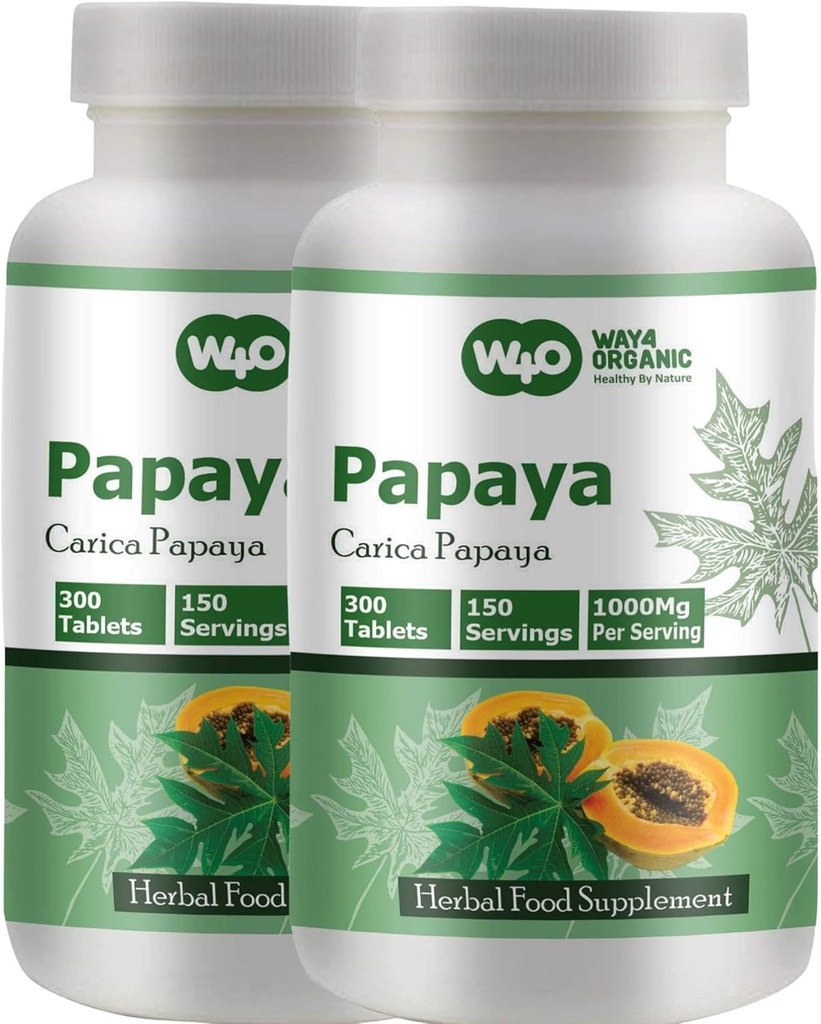 Capsules d'extraits de feuilles de papaye (comprimés) - 300 pilules, 150 portions, 1000 mg, soutient l'immunité et la digestion des plaquettes* (paquet de 2)