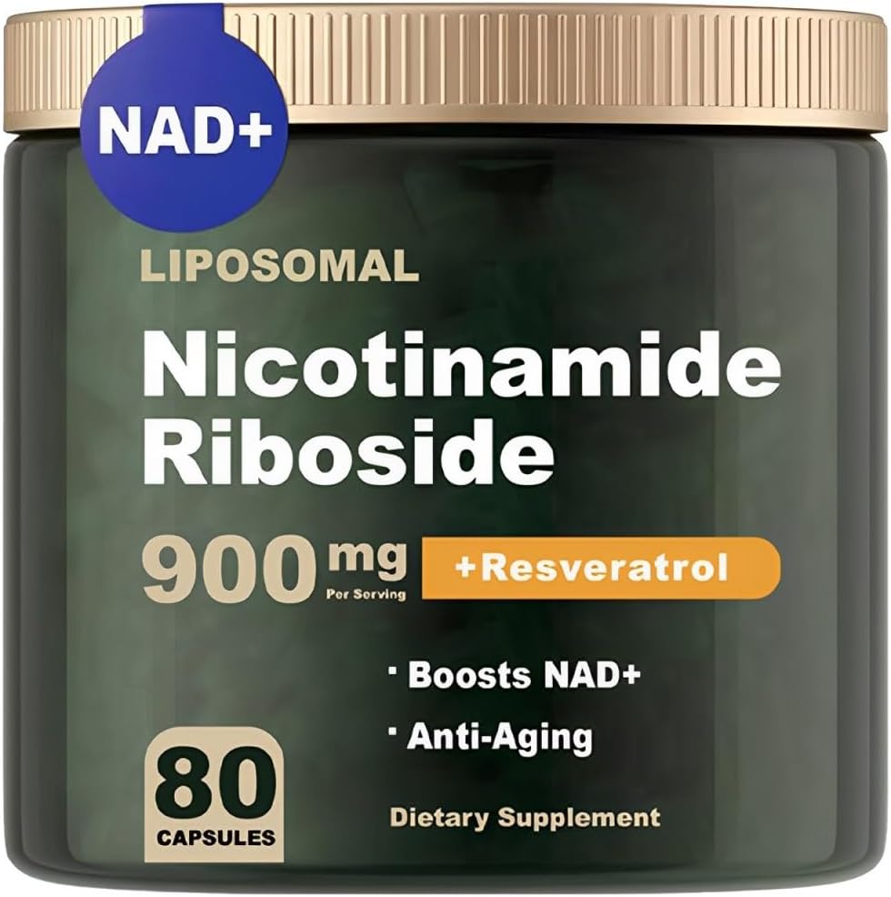 Supplément NAD - NAD Nicotinamide Riboside 900 mg, Resvératrol, Quercetin - Supplément NAD pour anti-âge, énergie, focus - 80 capsules