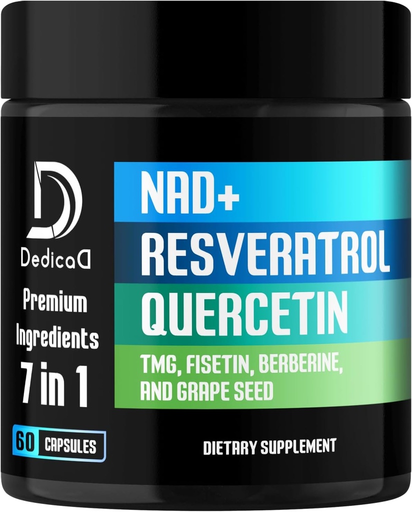 NAD.+ Supplément - Combiné à Resveratrol, Quercetin, Berberine, Fisetin, TMG et Graines de raisin - 60 Capsules