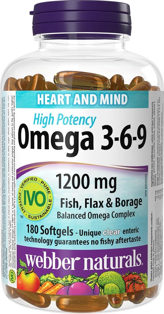 Webber Naturals Haute puissance Omega 3-6-9, 180-Conte