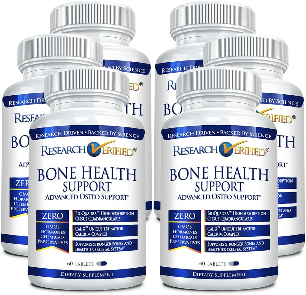 Research Verified Bone Health Support - Rebuild Bone Mass - Triple Calcium Complex, Vitamin D3, Vitamin K2, Soy Isoflavones, BioPerine - 360 Tablets - 6 Month Supply
