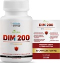 DIM Supplément pour les femmes et les hommes, DIM 200mg Supplément oral Équilibre hormonal, Équilibre hormonal pour les femmes et les hommes, Diindolylméthane Capsules végétariennes sans gluten (60 capsules - 2 mois d'approvisionnement)