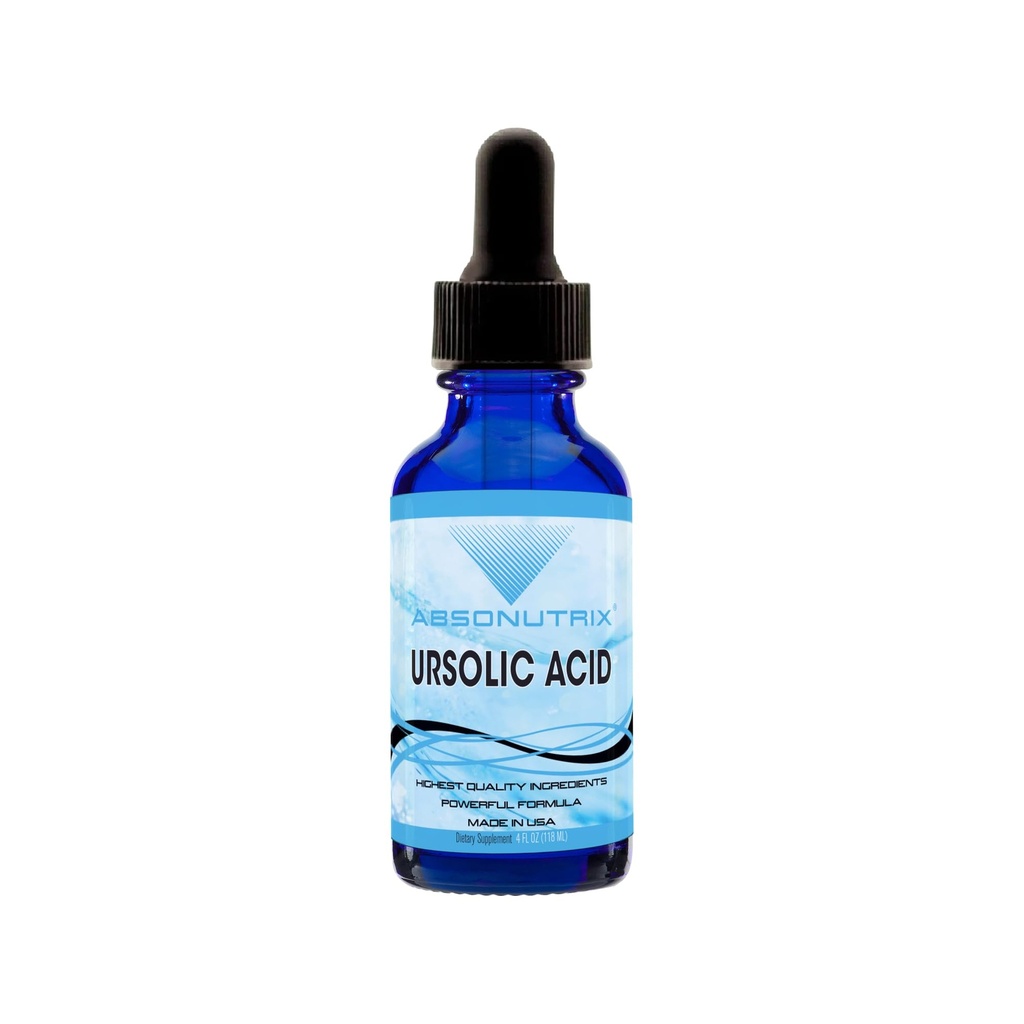 Absonutrix Acide ursolique 590mg, bouteille de 4 Fl Oz, 200 portions hautement-potentes, haute biodisponibilité, absorption rapide, test de tiers, certifié GMP, non-OGM, produits sans cruauté, fabriqués aux États-Unis