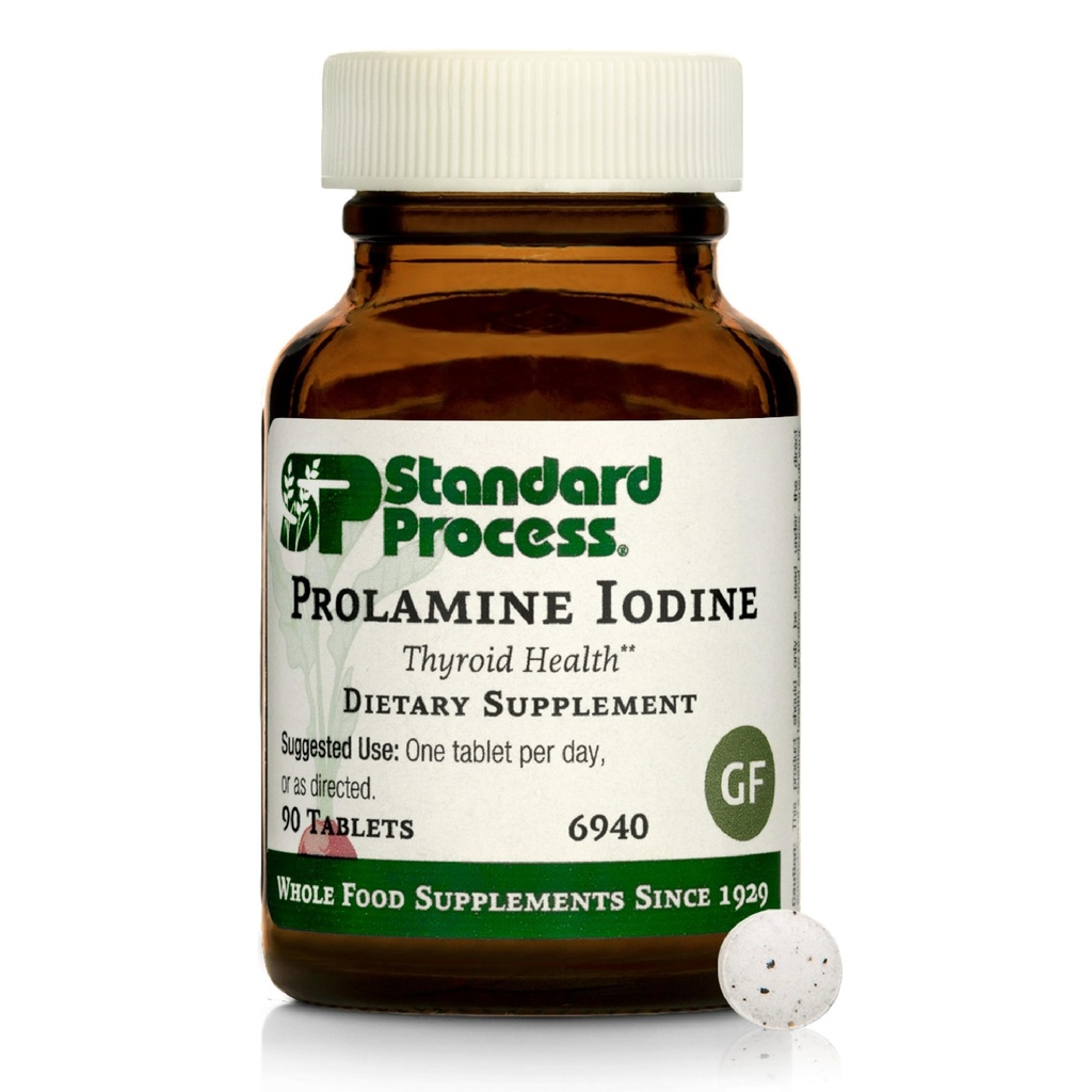 Processus standard Prolamine Iodine - supplément de santé thyroïde - soutien essentiel endocrinien avec l'iode - sans gluten, sans lait et sans soie - 90 comprimés (90 portions)