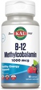 KAL Vitamine B-12 méthylcobalamine Lozenges 1000mcg, Énergie saine, Métabolisme, Nerve et soutien des cellules du sang rouge,* Absorption optimale, Saveur de baie naturelle, Vegan, Sans sucre, 60 portions, 60 Lozenges