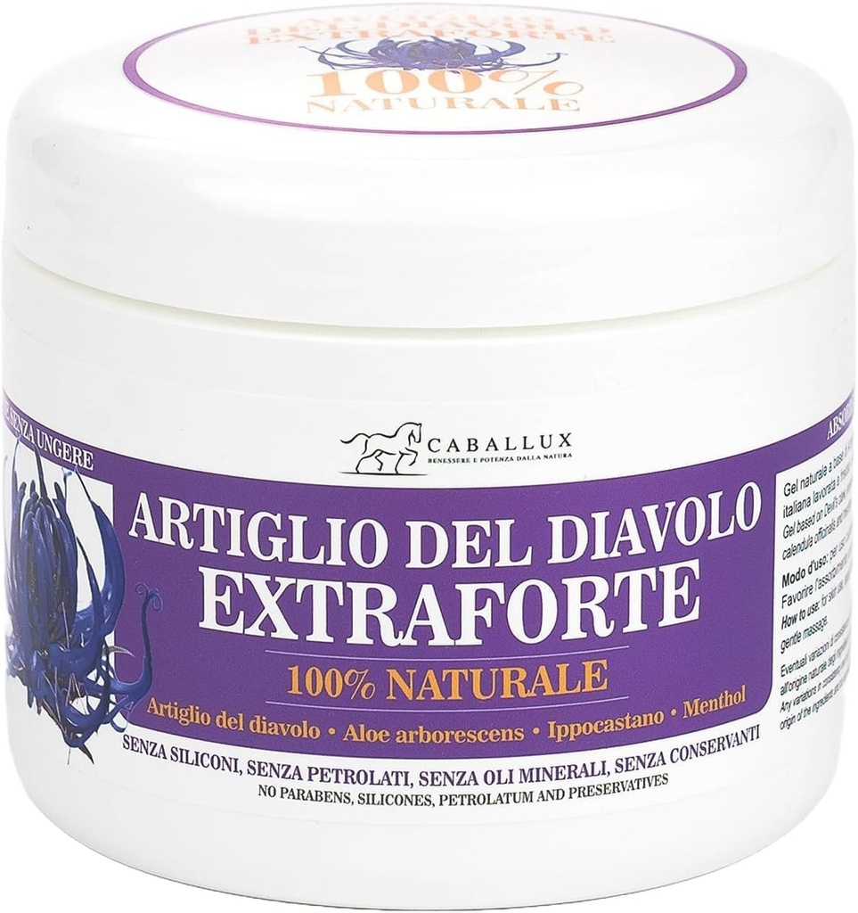 Gel fort de la griffe du diable 100% naturel - Enrichi avec l'aloès italien Arborescens, châtaigne de cheval, menthol pour les muscles et les articulations - 17 Oz