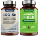 Vitamine Bounty Pro-50 Probiotiques et prébiotiques Groupe de fibres : 13 souches, 50 milliards d'UCF, soutien de santé digestif et gustatif, capsules à libération différée - 90 capsules Total pour les hommes et les femmes