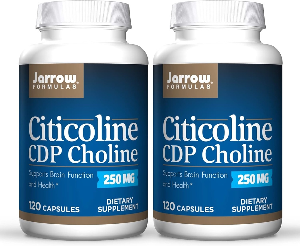 Formules de Jarrow Citicoline (CDP Choline) 250 mg - 120 capsules, boîte de 2 - Soutient la santé cérébrale et la performance de l'attention - Jusqu'à 240 portions totales