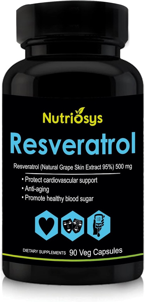 Resveratrol 500mg Supplement | Resveratrol Capsules for Antioxidant Support & Cellular Health | Nutritional Supplement for Men & Women | 90 Veg Capsules for General Wellness