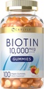 Carlyle Biotin 10000mcg Gummies.com 100 Count.comcomplément Peach Flavor.com Vegan, non-OGM, sans gluten