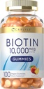 Carlyle Biotin 10000mcg Gummies.com 100 Count.comcomplément Peach Flavor.com Vegan, non-OGM, sans gluten