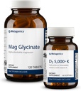 Metagenics Essential Wellness Duo: D3 5 000 + K - Soutien immunitaire, os et santé cardiaque - 60 Softgels et Glycinat de magnésium hautement absorbant pour les muscles et le système nerveux - 120 comprimés