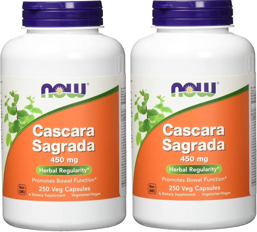 Cascara Sagrada, 450 mg, 250 Caps by Now Foods (Pack of 2)