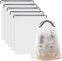 Sacs de chaussures de cordon de transport imperméables pour l'emballage, le stockage, les essentiels de voyage pour les hommes et les femmes, 15,7 x 11,8 pouces, transparent, 5 pièces