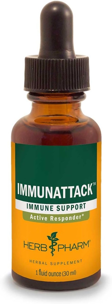 Herb Pharm Immunattack Formule à base de plantes liquides pour le support du système immunitaire - 1 once (FIMAT01)