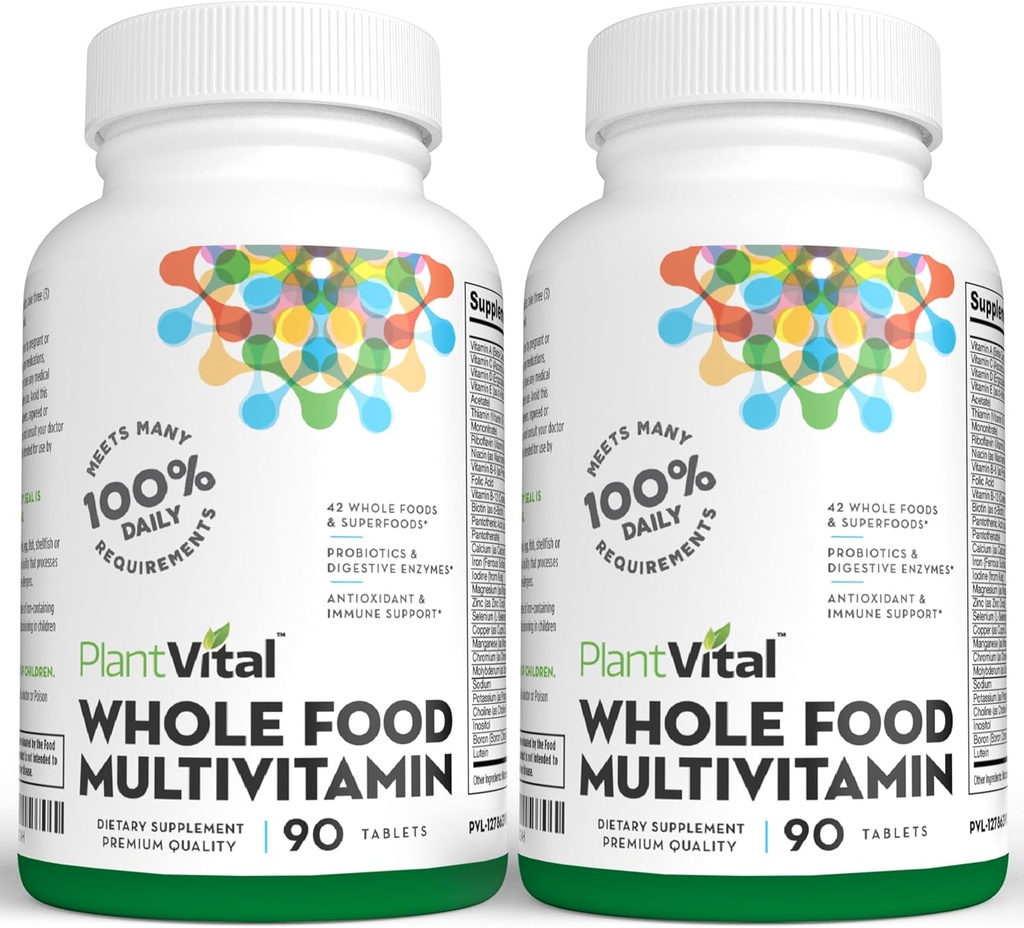 Multivitamines alimentaires entières végétatives - Multivitamines avec 42 superaliments Végétaux et fruits bruts Vitamines Énergie terrestre Fruits et légumes Supplément Fruits et légumes purs Suppléments - 180 comprimés