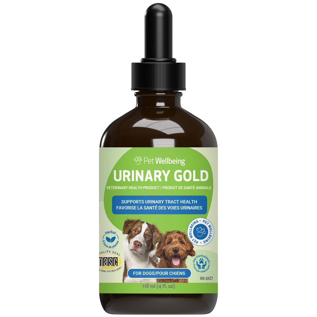 Animaux de compagnie Bien-être Urinaire Or pour chiens - Multi-Herb Urinary Tract Support - Bladder Santé et système urinaire Bien-être - Supplément pour chien holistique - Formule liquide 4 oz (118 ml)