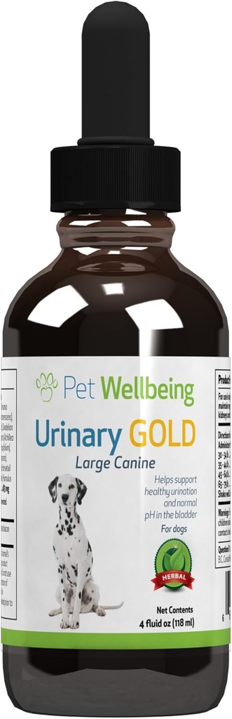 Animaux de compagnie Bien-être Urinaire Or pour chiens - Multi-Herb Urinary Tract Support - Bladder Santé et système urinaire Bien-être - Supplément pour chien holistique - Formule liquide 4 oz (118 ml)