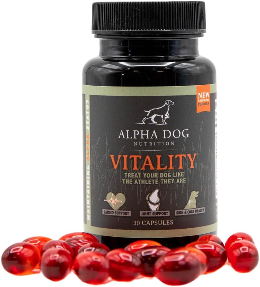 Huile de krill pour chiens - Vitalité par Alpha Dog Nutrition – réduit les allergies pour chiens, les démangeaisons et la literie – favorise la santé de la peau et du manteau