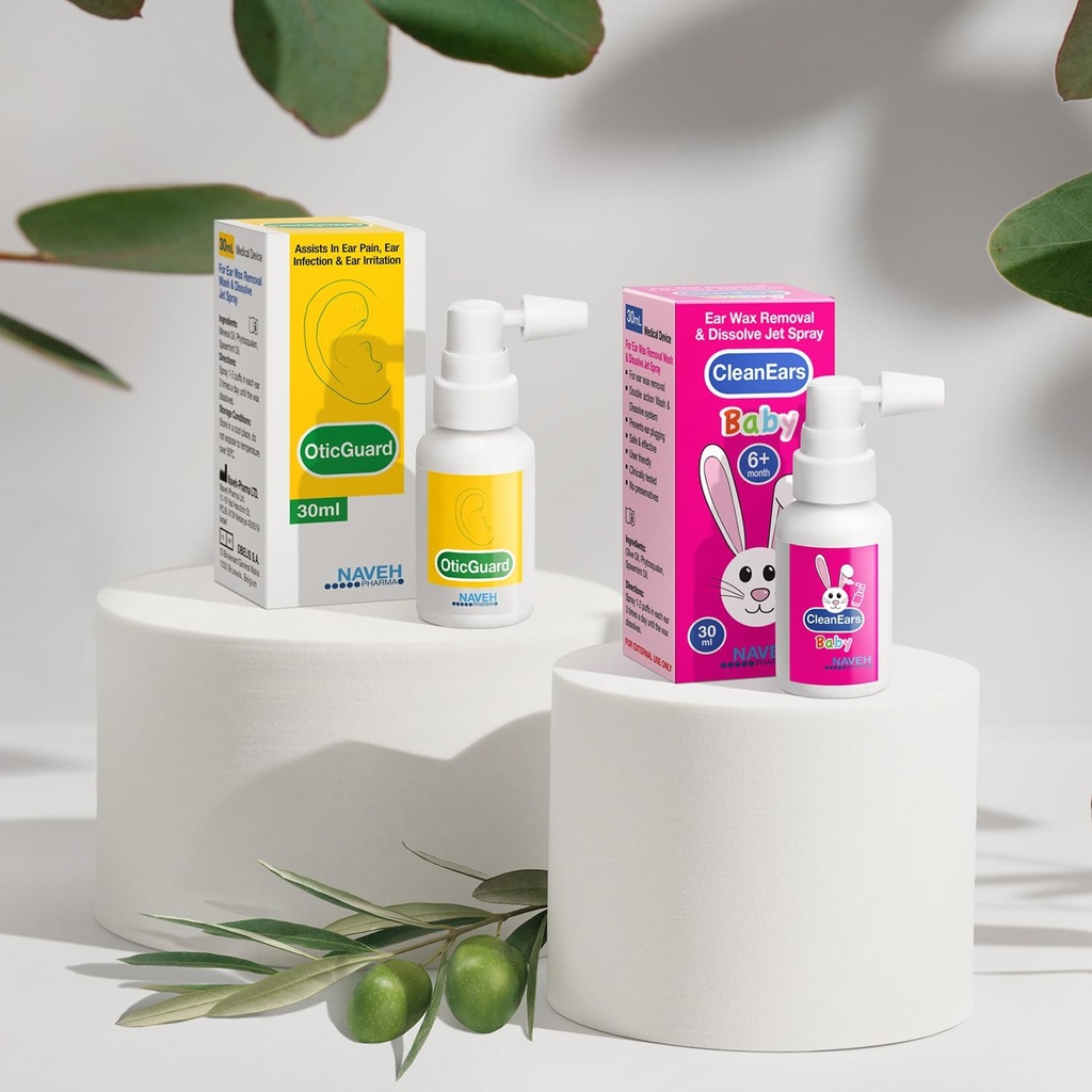 Nettoyeur PHARMA de NAVEH Vaporisateur d'enlèvement de la cire d'oreille pour bébé 1 Fl Oz + 1 Unité de Vaporisateur d'infection à l'oreille de NAVEH PHARMA