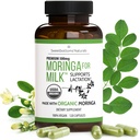 Supplément d'allaitement - Capsules de moringa biologique pour l'allaitement pour augmenter l'offre de lait maternel (120 ct) Pure Malunggay Poudre de feuille pour la production de lait Booster et vitamines postnatales A E K 500mg