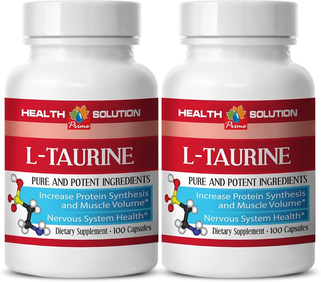 Taurine b6 - L-TAURINE 500MG - maintenir la masse musculaire maigre, supplément de Taurine, acides aminés essentiels, focus et booster l'énergie, soutien mémoire, puissant antioxydant, pilules de désintoxication, 2 capsules Bot 200