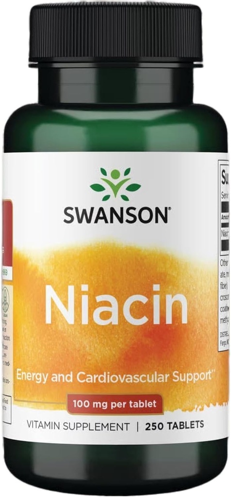Swanson Niacine (Vitamine B3) - Supplément de vitamine appuyant la santé cardiaque et le métabolisme des glucides - favorise la production d'énergie naturelle - (250 comprimés, 100mg NE chacun)