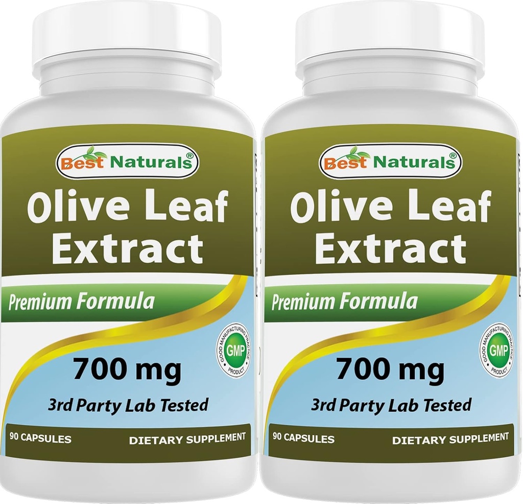 Best Naturals 2 Pack Olive Leaf Extract 700mg 90 Capsules (Total 180 Capsules)