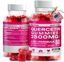 Gummies Quercetin - 2500MG avec Bromelain, L-Theanine & Zinc Vegan Immmune Supplément de soutien pour enfants et adultes - Allergie Relief & Santé pulmonaire