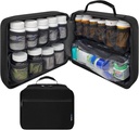 Grand organisateur de bouteilles de pilules modulaires rembourrées, sac de médecine, étui, transporteur pour les médicaments, les vitamines et les fournitures médicales - pour l'entreposage à domicile et les voyages - noir (sans serrure)