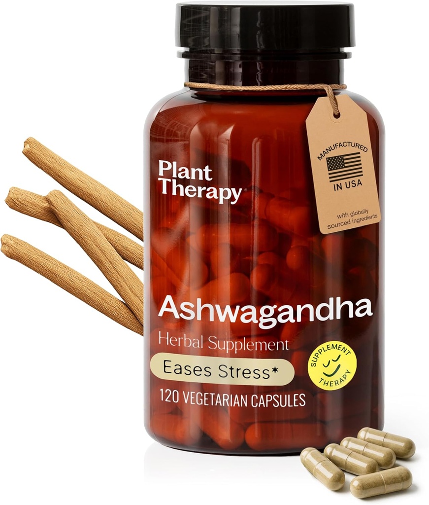 Thérapie végétale Capsules Ashwagandha fabriqués aux États-Unis 4 mois d'approvisionnement favorise la relaxation et des suppléments d'équilibre émotionnel pour les femmes et les hommes 120 Capsule végétarienne