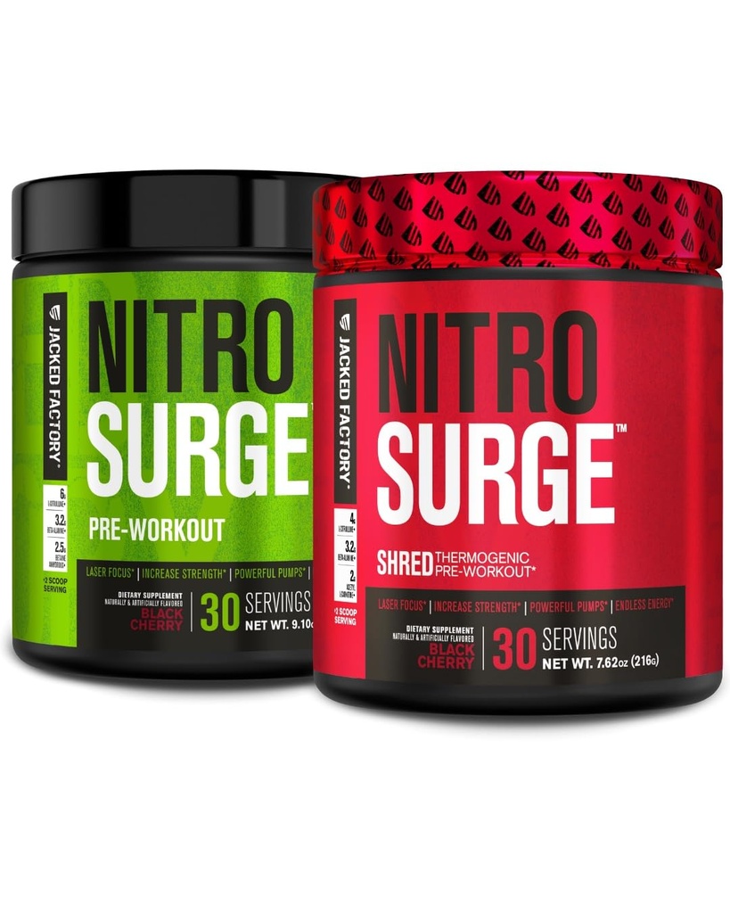 Pré-entraînement à la nitrosurgie de l'usine Jacked en cerise noire et en cerise noire Pré-entraînement thermogénique Shred pour les hommes et les femmes