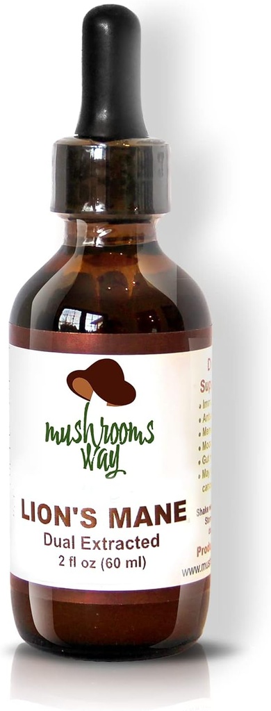 Lions Mane – Lions Mane Mushroom Supplément pour mémoire, focus et clarté – Dual Extract pour les meilleurs avantages – Santé du cerveau, Gut Health, Immune Boost – Non-OGM, sans gluten, végétalien – 2 Fl Oz