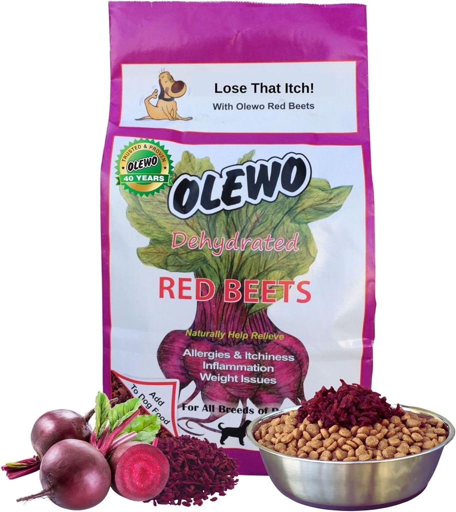 Betteraves rouges originales Olewo pour chiens – Chien naturel anti démangeaisons, Dog Food Topper, Skin & Coat Support – Légumes déshydratés pour chiens, Suppléments pour chiens et vitamines, Toppers pour chiens, Fibre pour chiens, 5,5 lbs