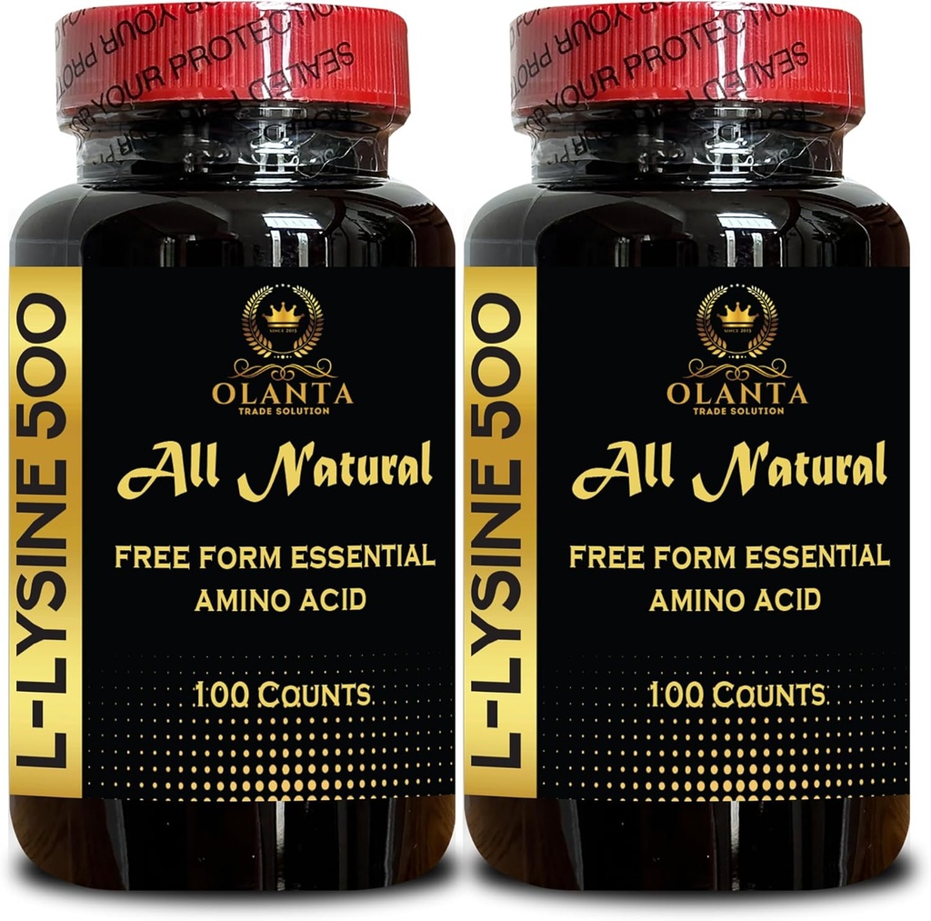 Supplément L-LYSINE Amino ACIDS - Lysine chlorhydrate Supplément nutritionnel pour adultes, supplément vitamine acide aminé, stimule l'absorption de calcium - 2 bouteilles 200 Compte