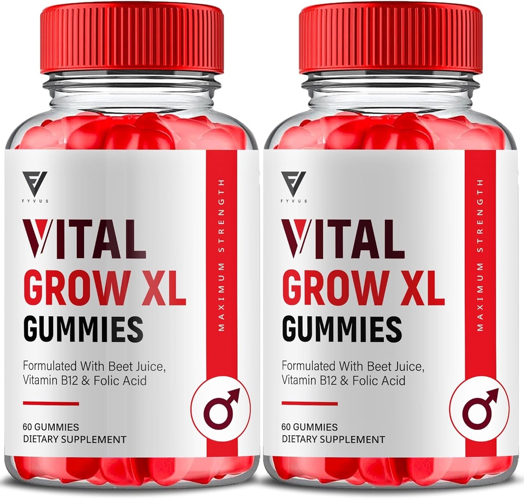 (2 Pack) Vital Grow XL Gummies, Vital Grow XL Advanced Performance and Overall Daily Health Support Supplement, VitalGrow XL Maximum Strength 1000mg Wellness Supplement Formula (120 Gummies)