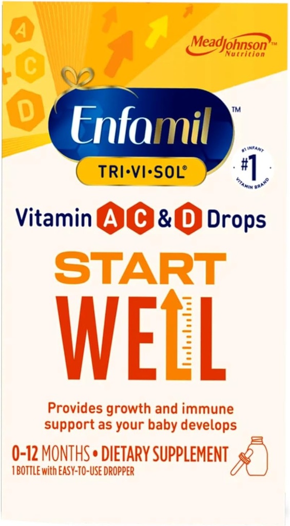 Enfamil Tri-Vi-Sol Vitamines A, D et C gouttes supplémentaires pour nourrissons, 50 mL